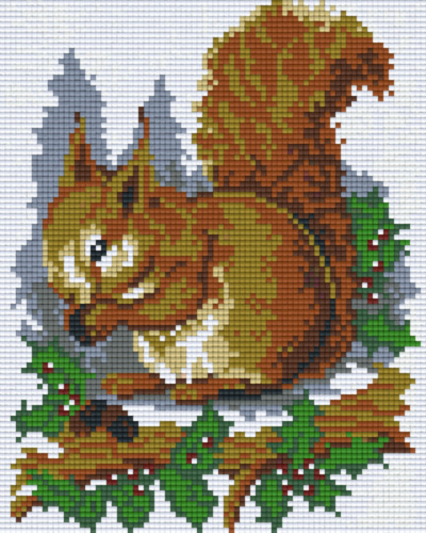 Squirrel Four [4] Baseplate PixelHobby Mini-mosaic Art Kit image 0